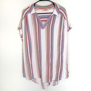 Evri Women’s‎ Sleeveless Pastel Striped High Low Pullover Blouse 2X